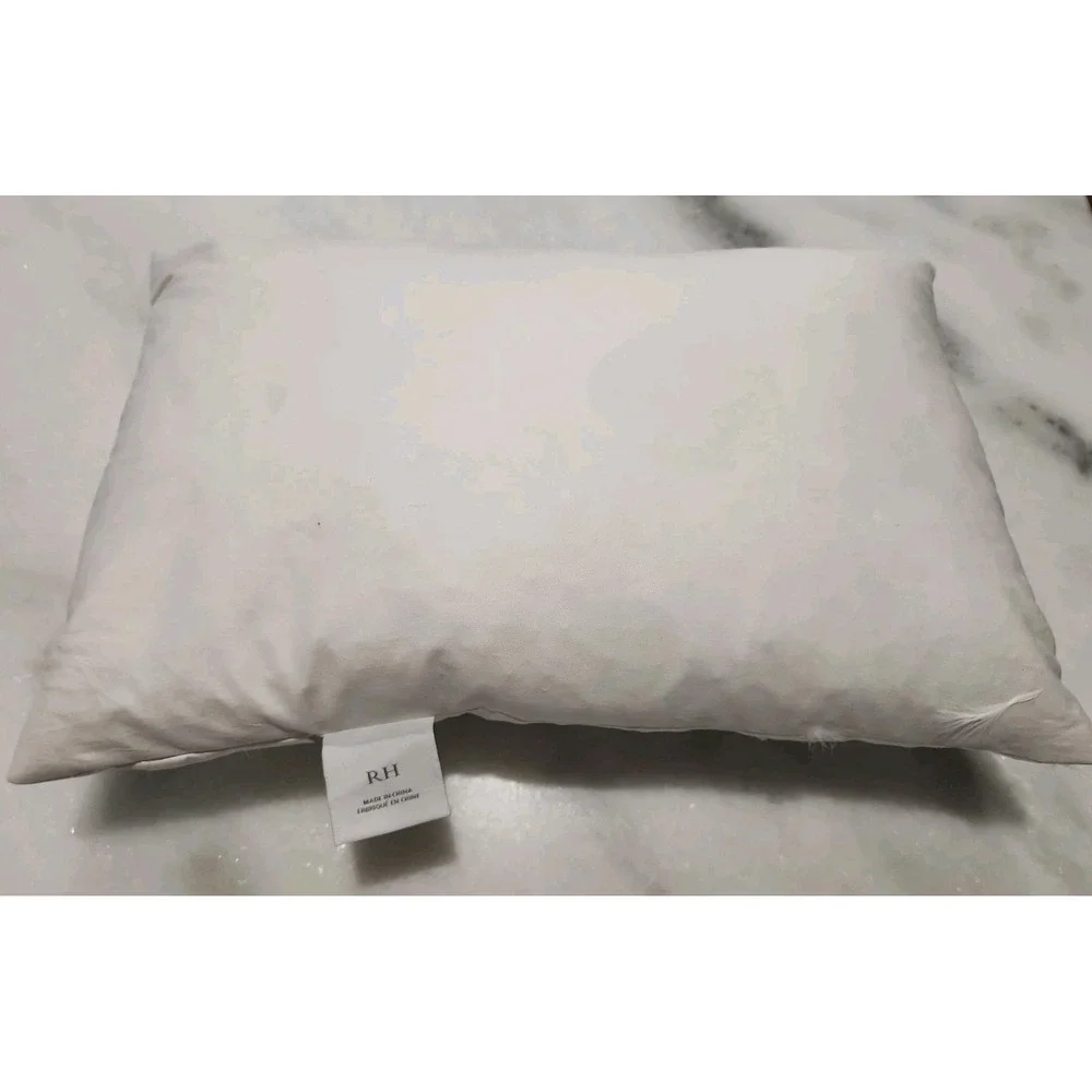 RESTORATION HARDWARE RH 22x15in White Navy Italian Hotel Satin Stitch Boudoir